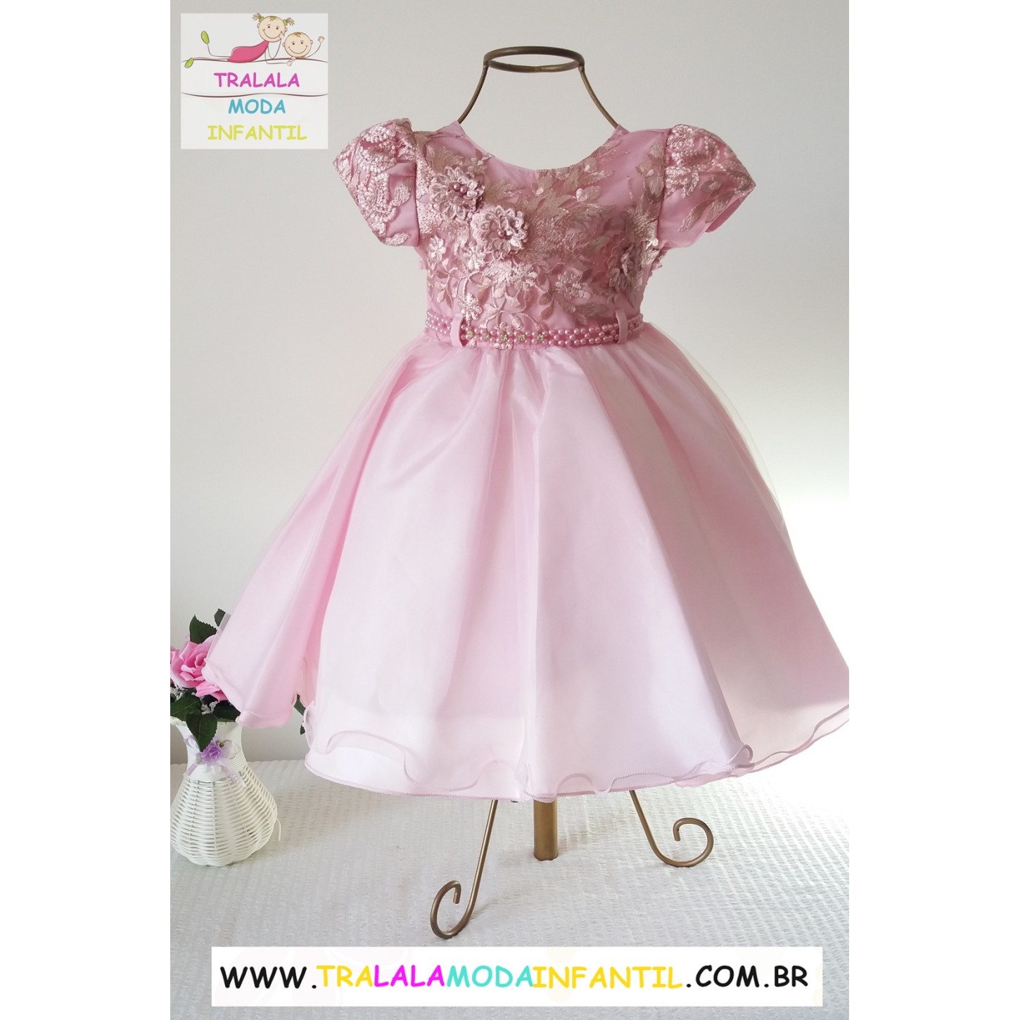 vestido de festa rosa bebe